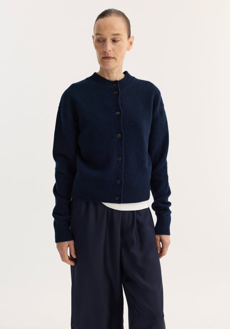 Short boiled cardigan | navy