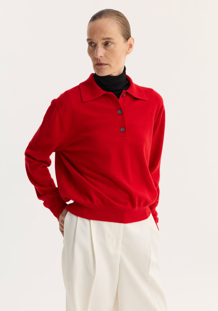 Wool cashmere polo | red