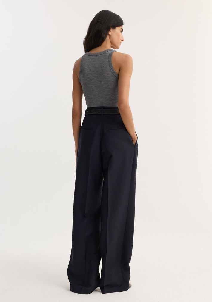 Mid-waist tailored trousers | navy