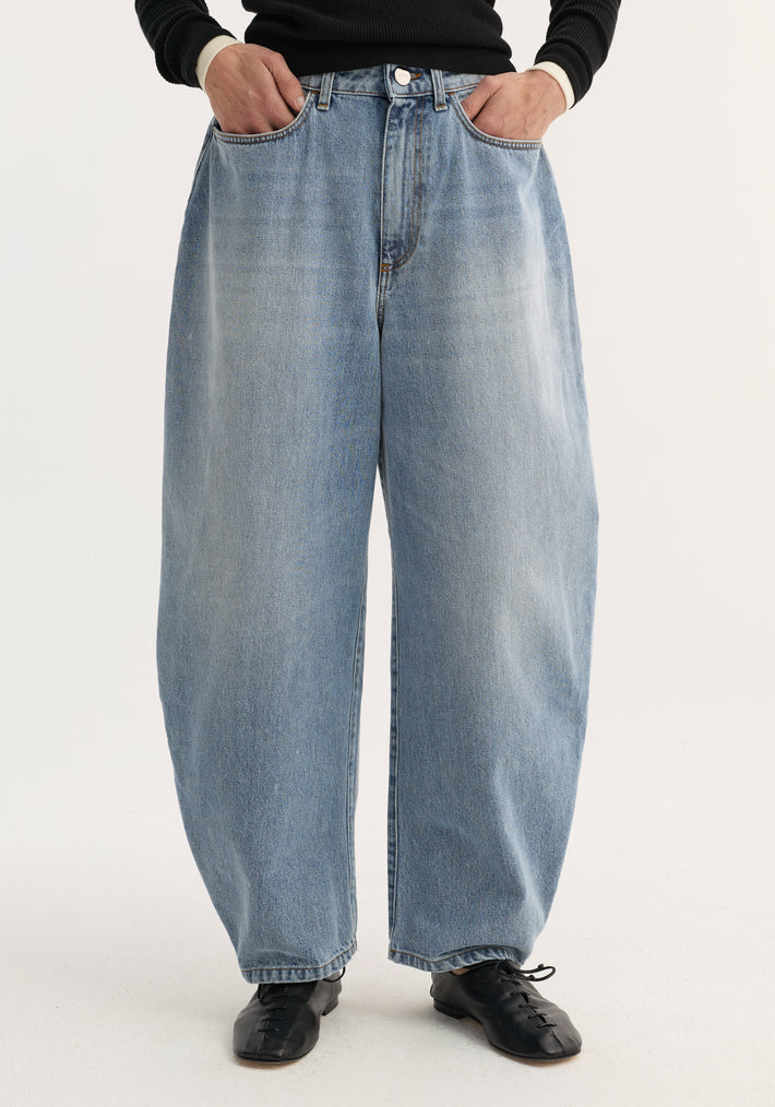 Sculptural denim trousers | classic blue