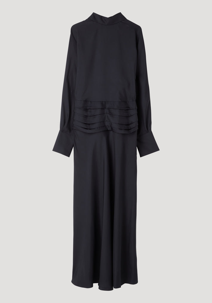 Tuxedo silk dress | black