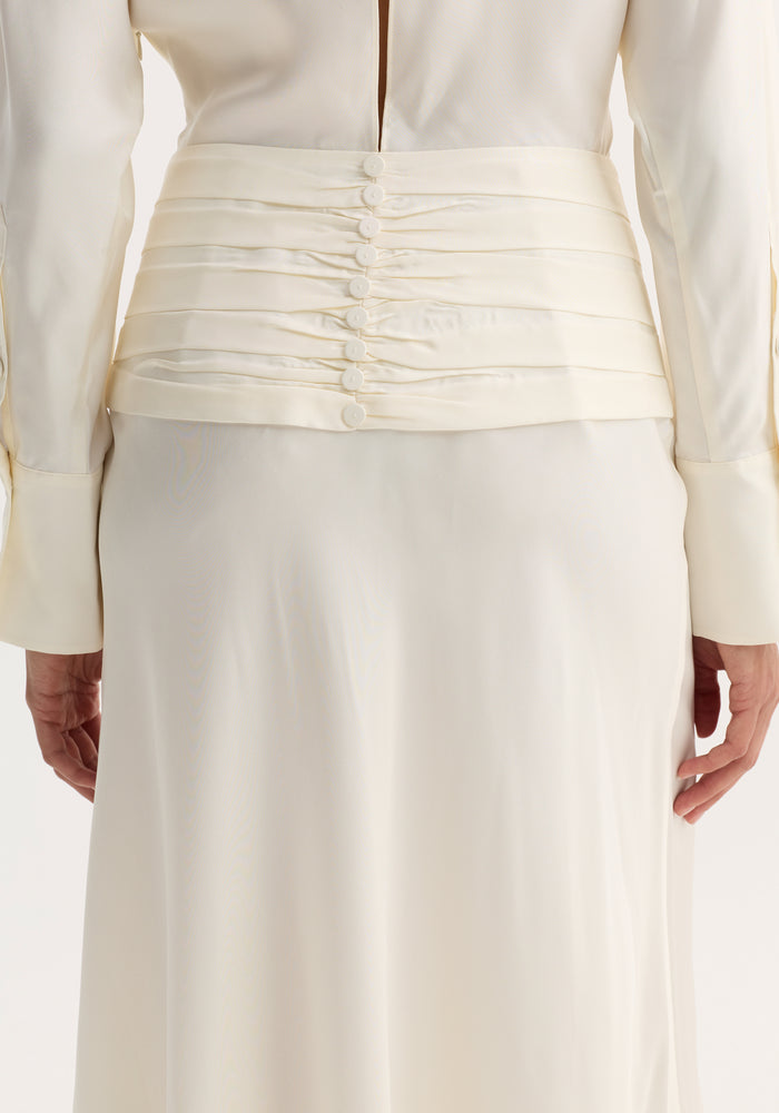 Tuxedo silk dress | cream