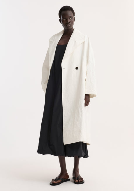 Oversized crushed cotton coat | off white