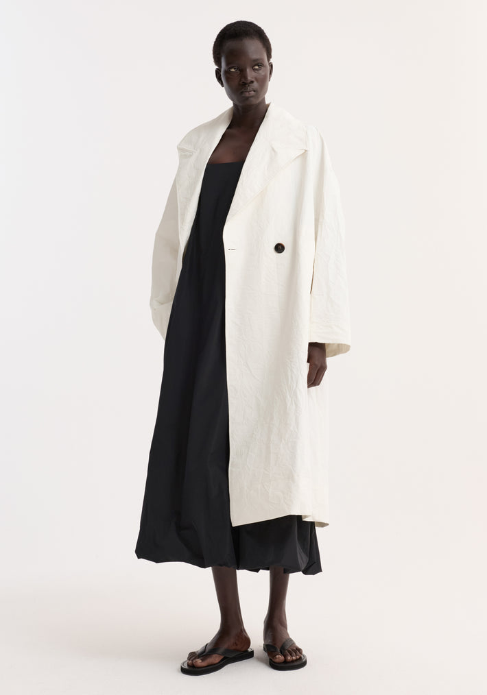 Oversized crushed cotton coat | off white