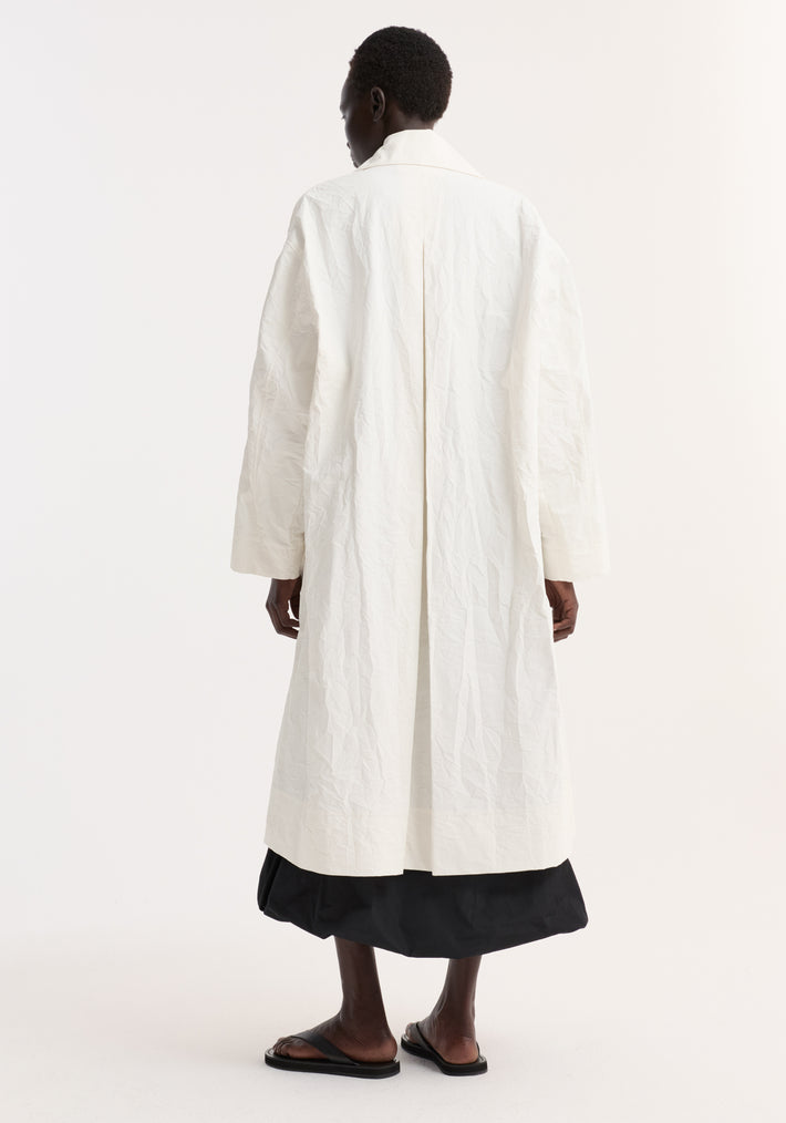 Oversized crushed cotton coat | off white