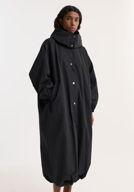 Parachute silk-blend coat | black