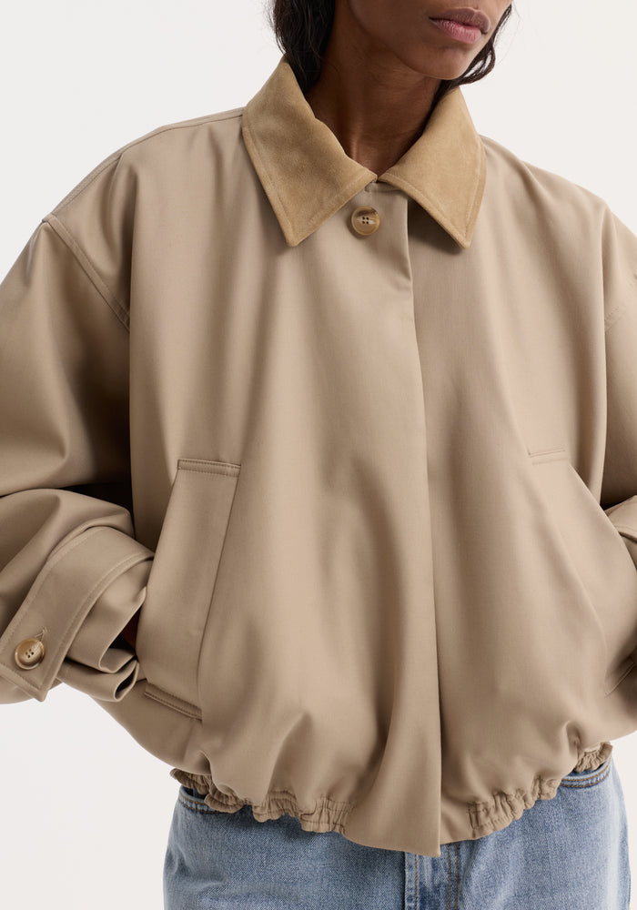 Suede collar blouson jacket | sand