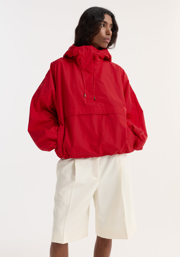Volume silk-blend anorak | red
