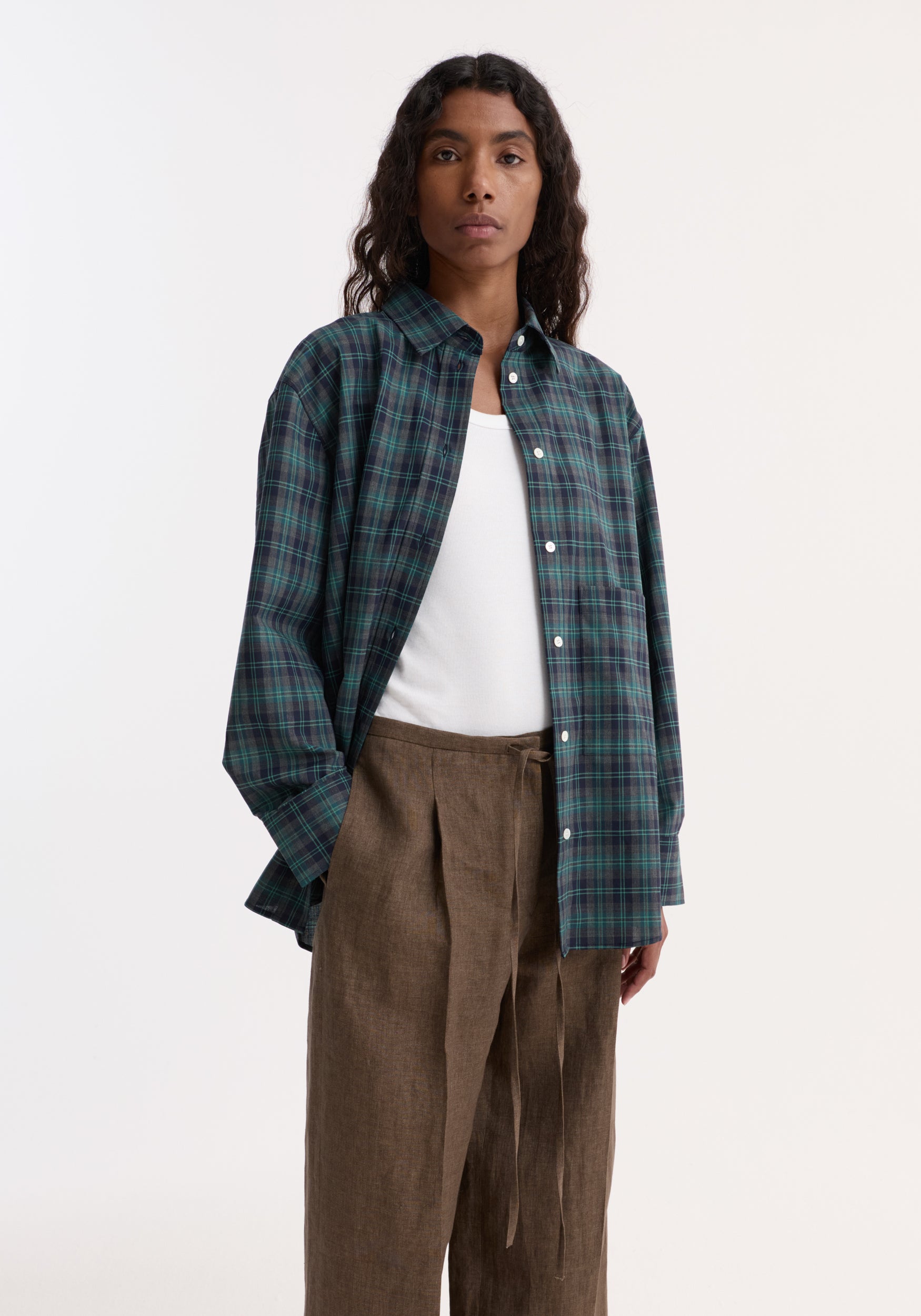 green check shirt dress Girls - Bottle Green Checks Cotton Midi Shirt Dress Custom Size (Free) / 3'10"