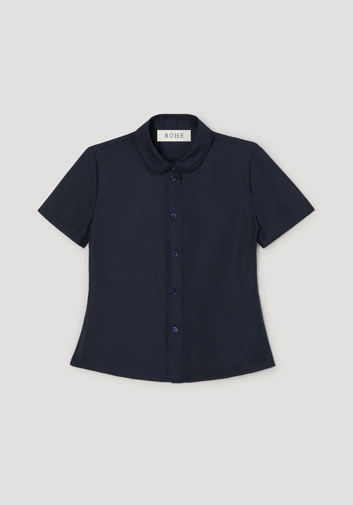 Embroidered silk fitted shirt | night