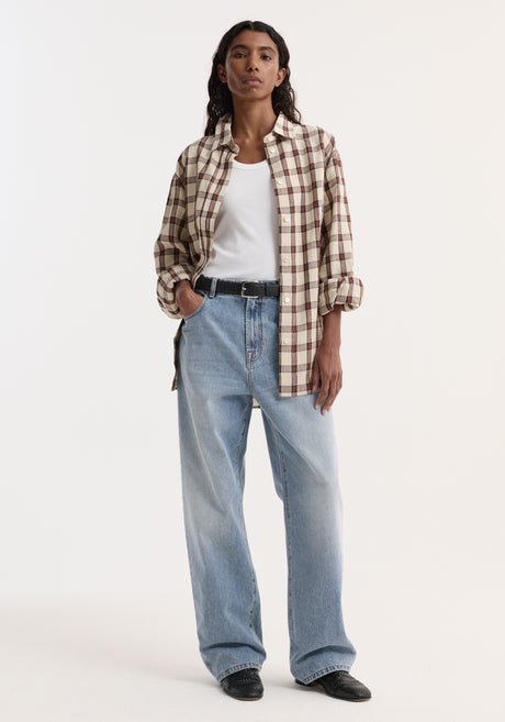 Oversized check shirt | red table check