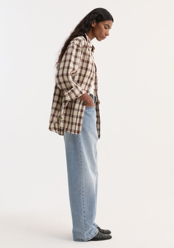 Oversized check shirt | red table check