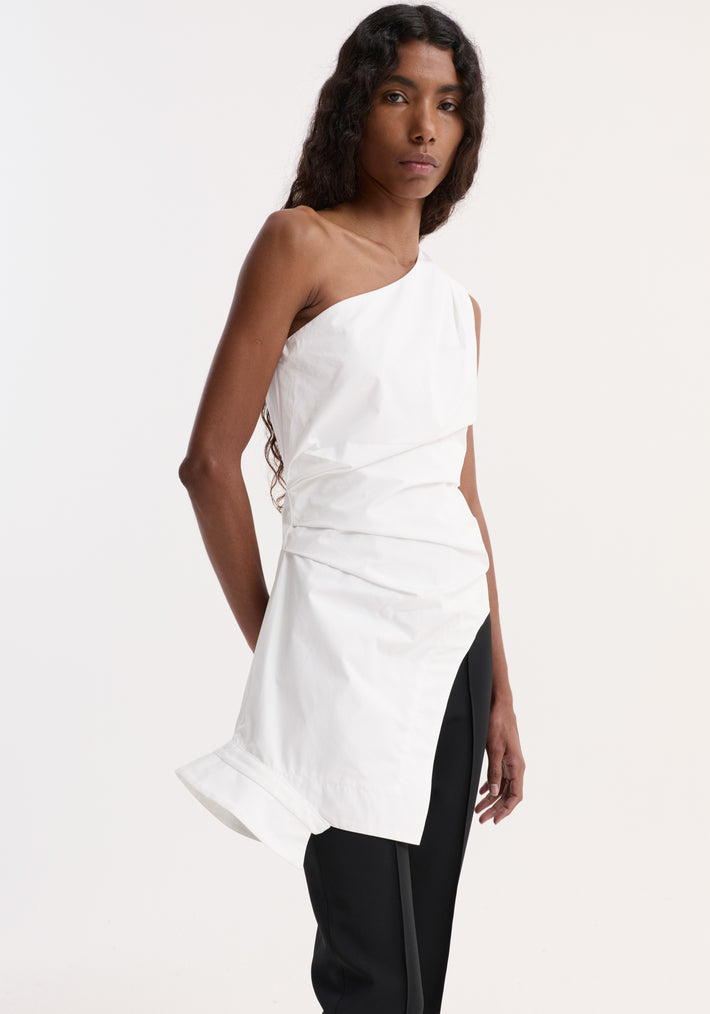 Reimagined one shoulder top | optic white