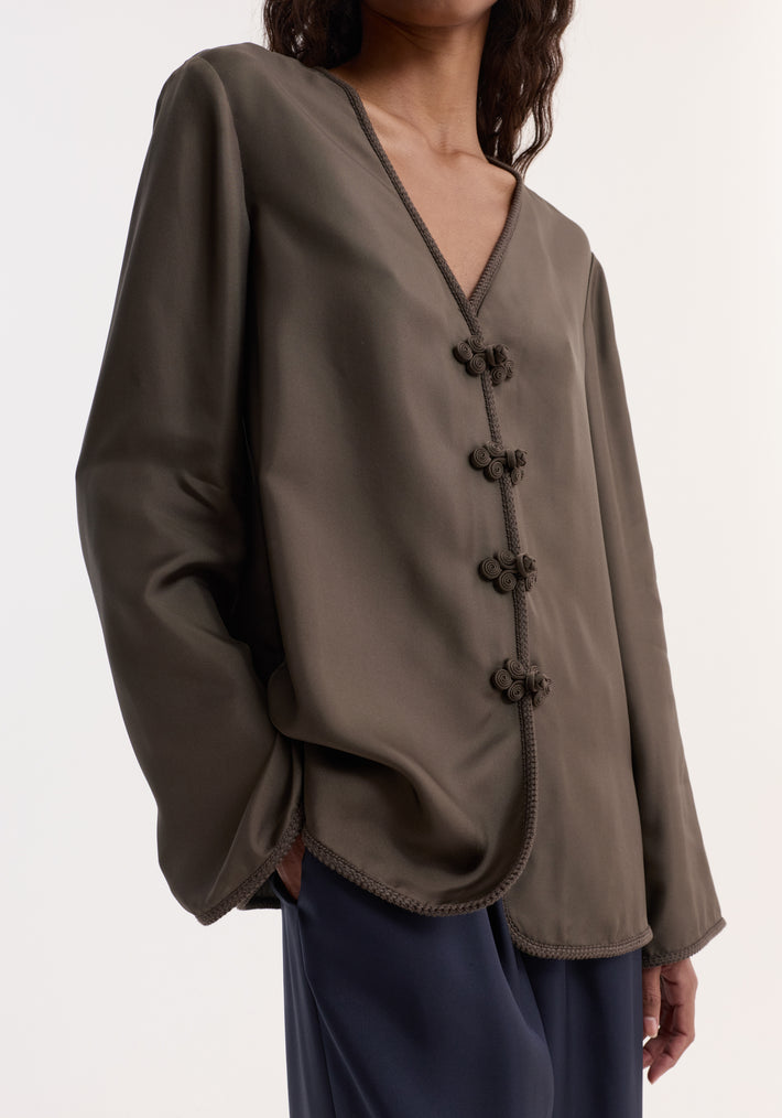 Pankou closure silk top | earth