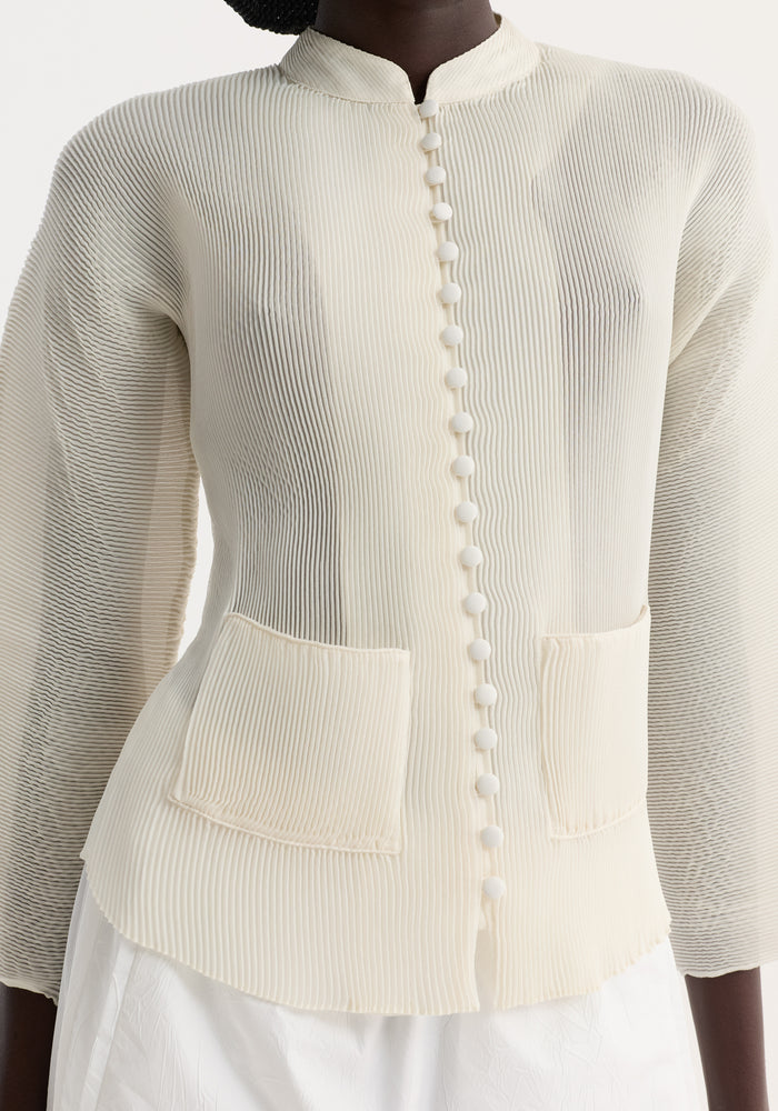 Plissé cardigan | cream