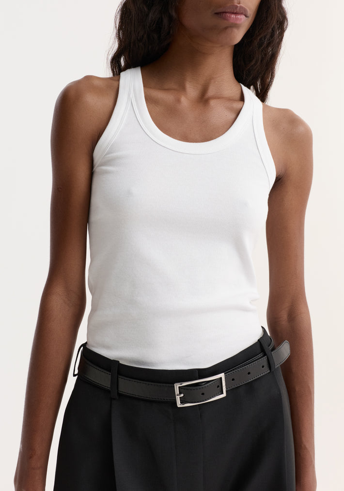 Scoop-neck rib top | optic white