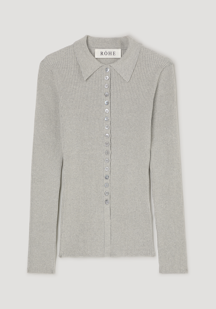 Elongated rib cardigan | light grey melange