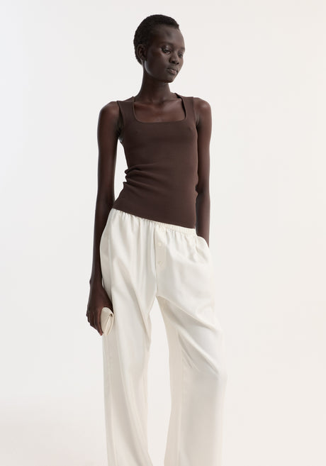 Bustier shaped knitted top | dark chocolate