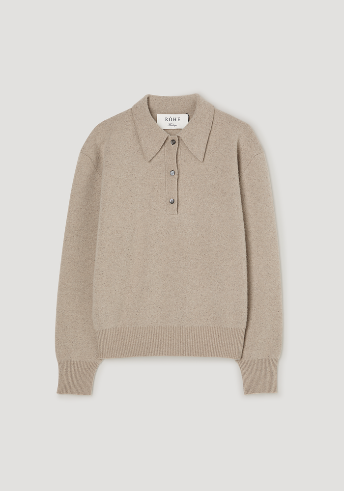 Wool cashmere polo | stone melange
