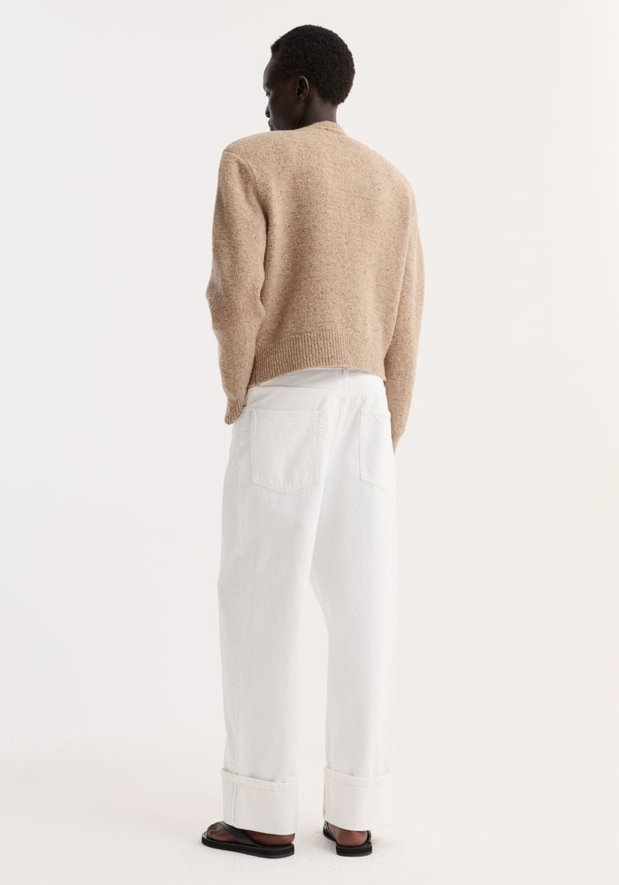 Fine merino tweed cardigan | oat melange