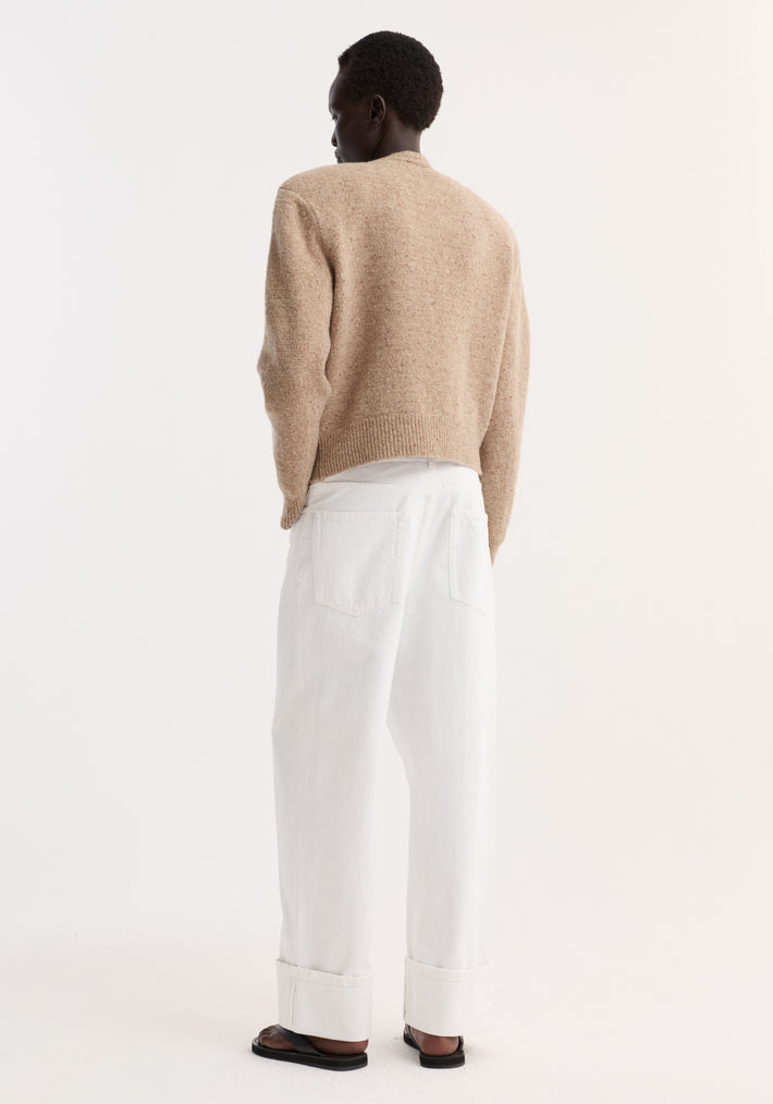 Fine merino tweed cardigan | oat melange