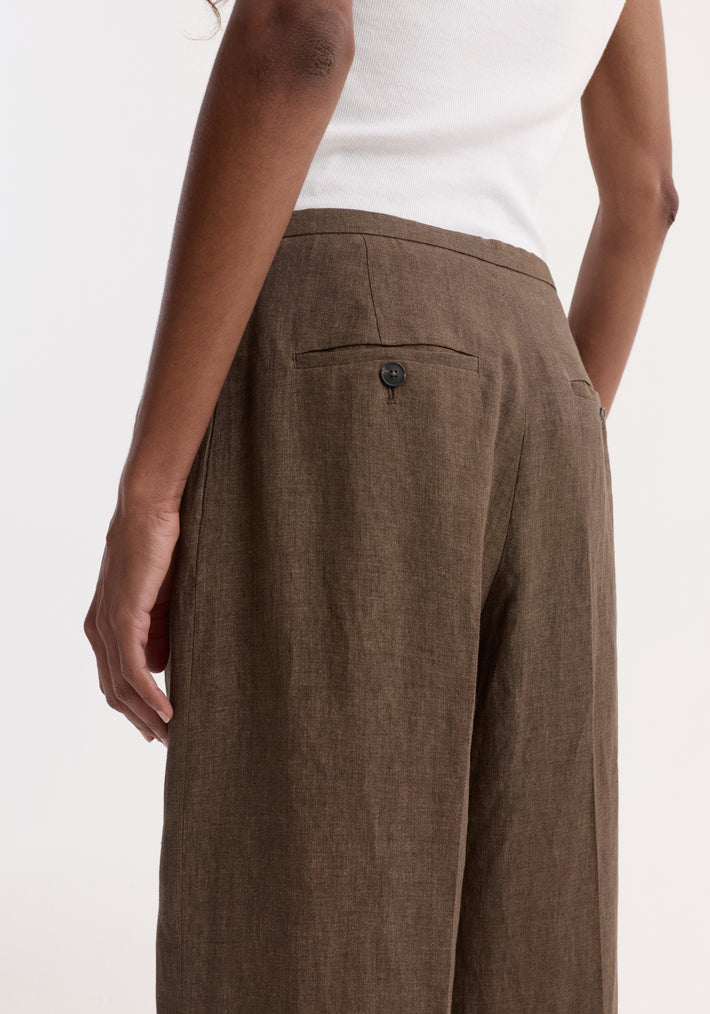 Relaxed drawstring trousers | brown melange