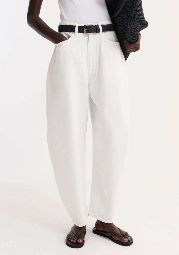 High-waist sculptural denim | optic white