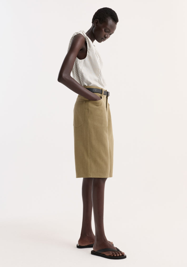 Baggy fit denim shorts | sage