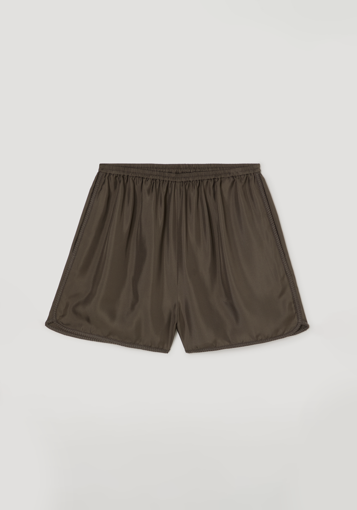 Taped silk shorts | earth