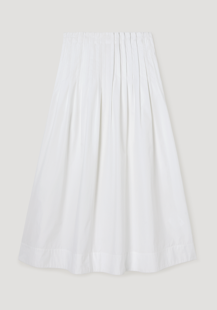 Pleated poplin maxi skirt | optic white