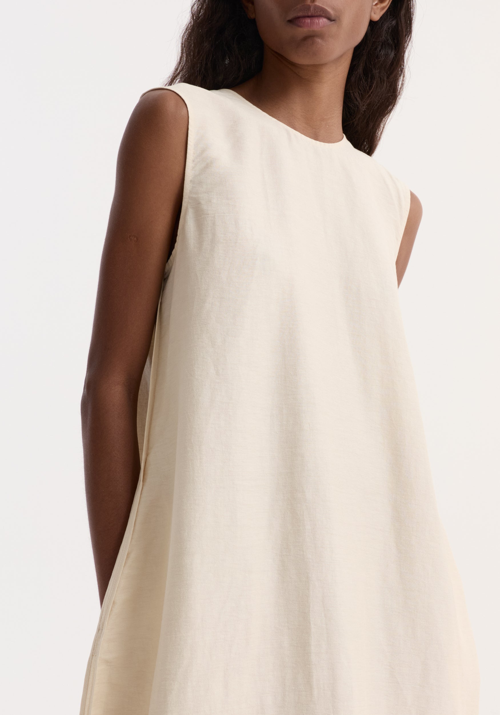 knee length dresses for ladies Red Dress | Butter Yellow Linen Scalloped Hem Mini Dress