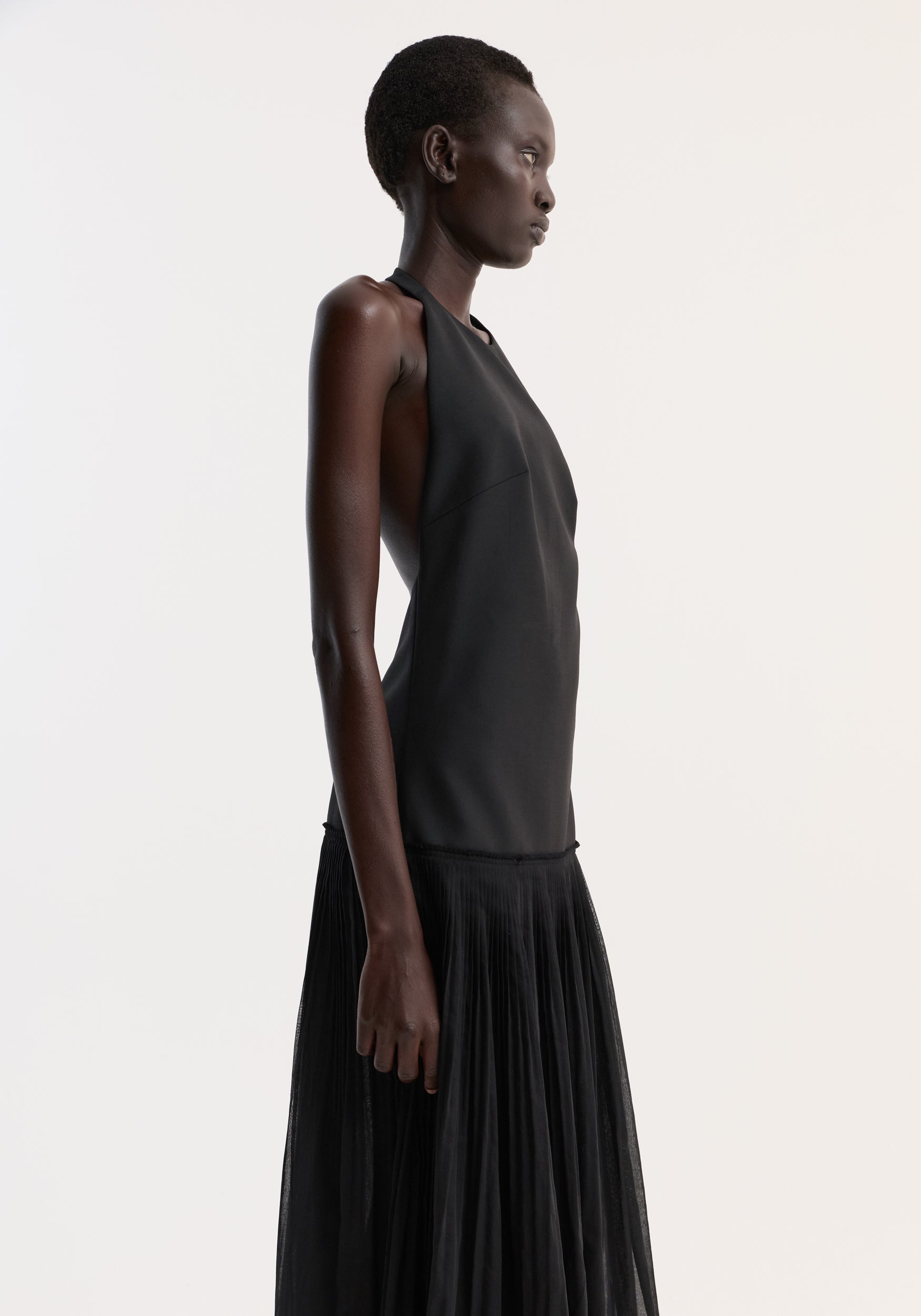 Pleated muslin halter dress Rhe Pleated muslin halter dress Rhe