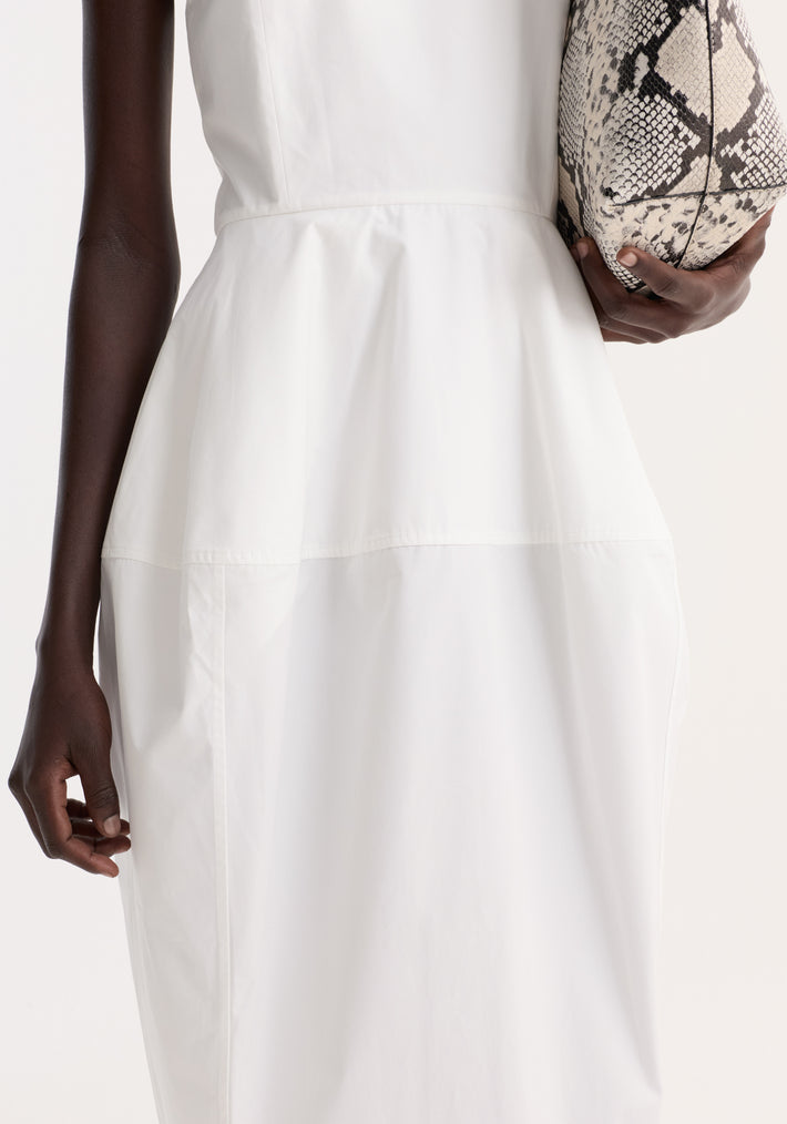 Sculptural poplin dress | optic white