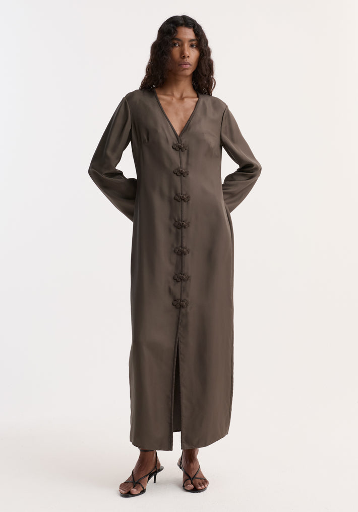 Pankou closure silk dress | earth
