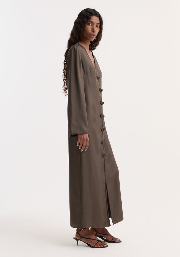 Pankou closure silk dress | earth