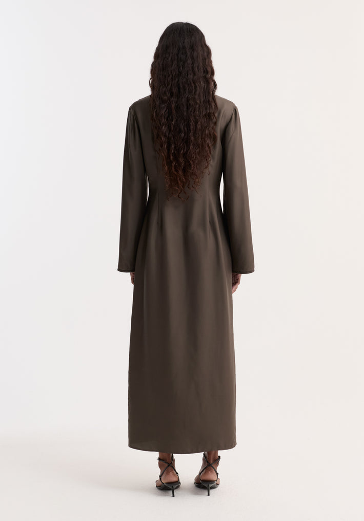 Pankou closure silk dress | earth