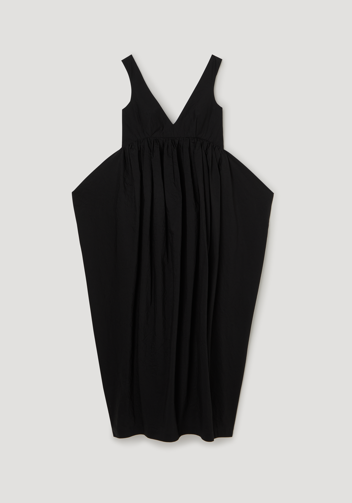 Sculptural textured cotton dress | black