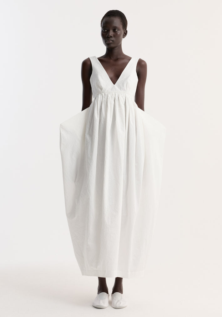 Sculptural textured cotton dress | off white