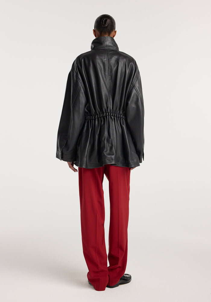 Sculptural leather jacket | black