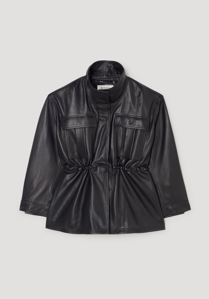 Sculptural leather jacket | black