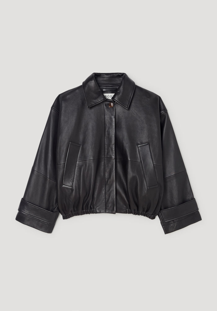 Leather blouson jacket | black