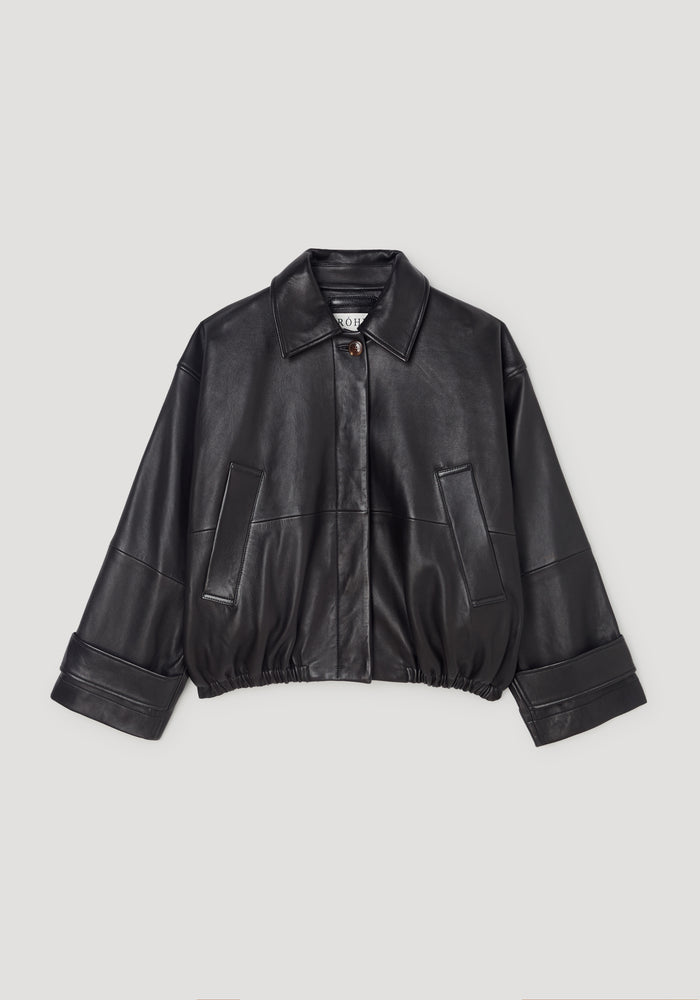 Leather blouson jacket | black
