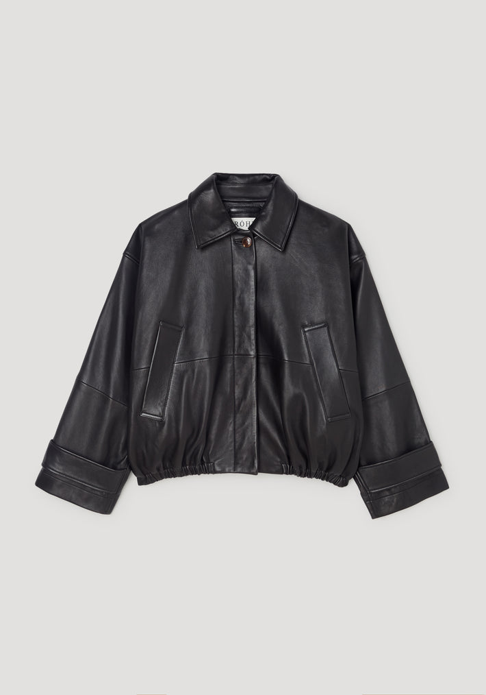 Leather blouson jacket | black
