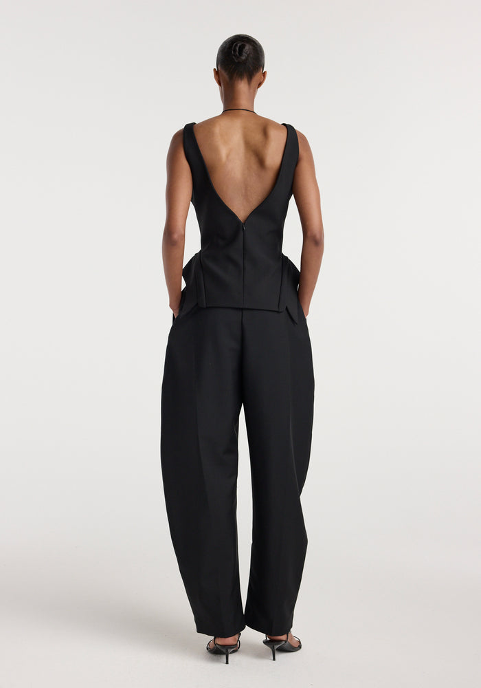 Deconstructed collar top | black