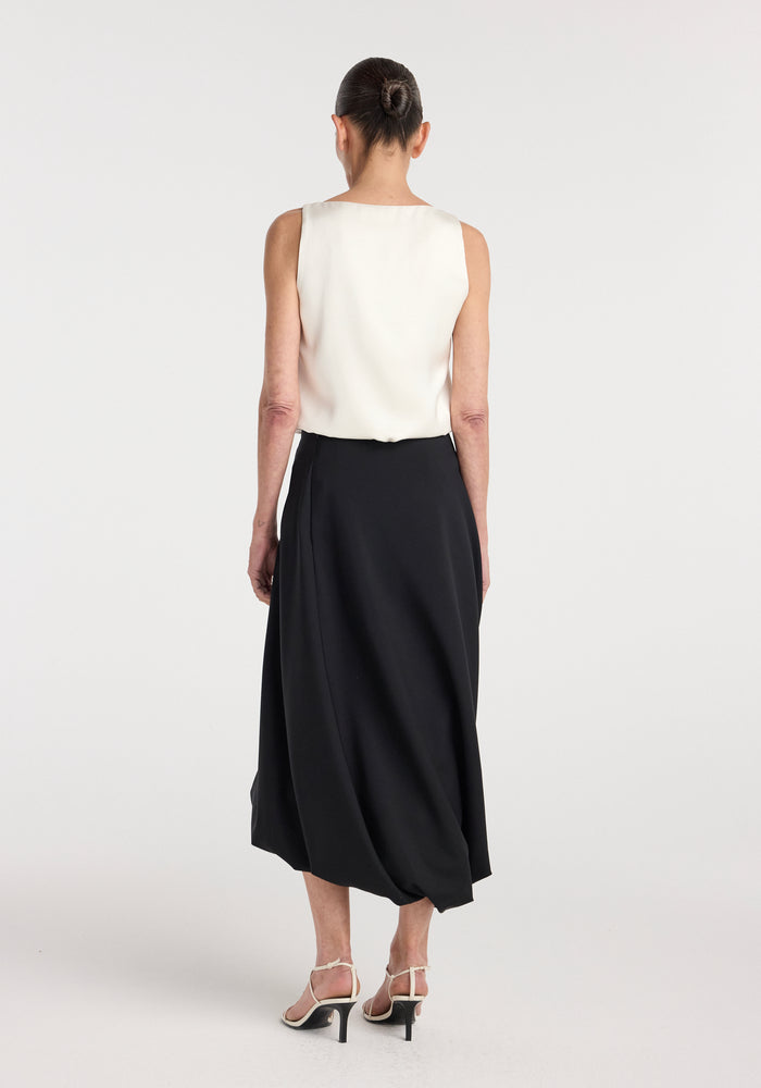 Satin scoop-neck top | ivory
