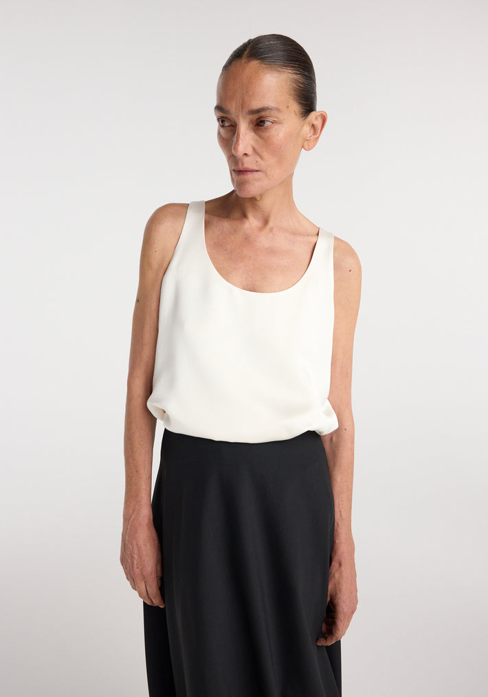 Satin scoop-neck top | ivory