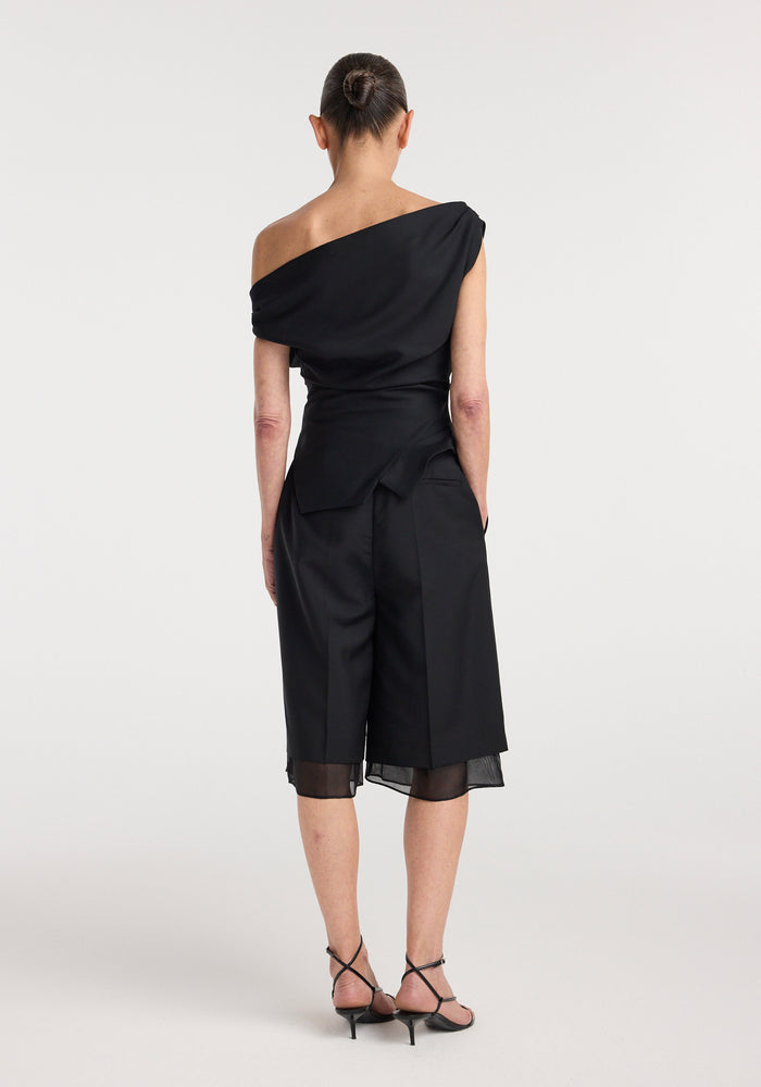 Off shoulder lapel top | black