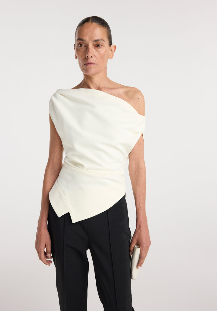 Off shoulder lapel top | off white