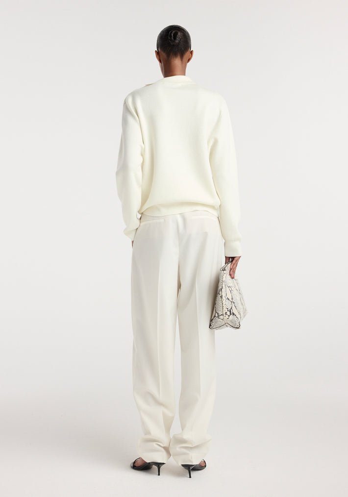 Uneven collar polo | off white