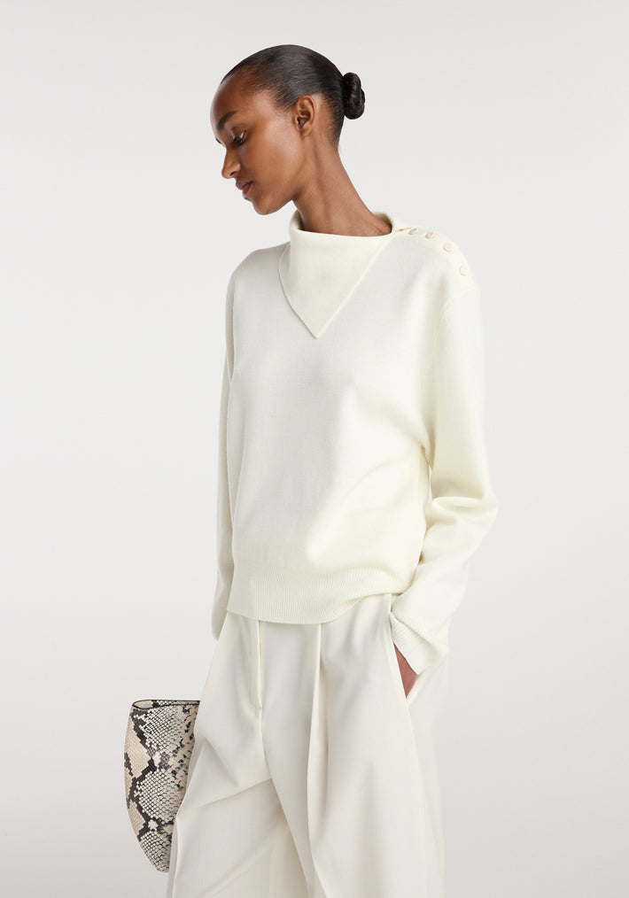 Uneven collar polo | off white